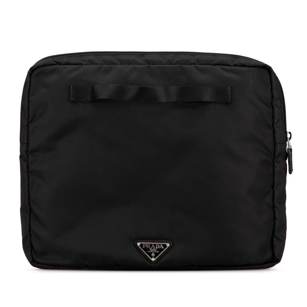 Prada B Prada Black Nylon Fabric Tessuto Laptop Case Italy