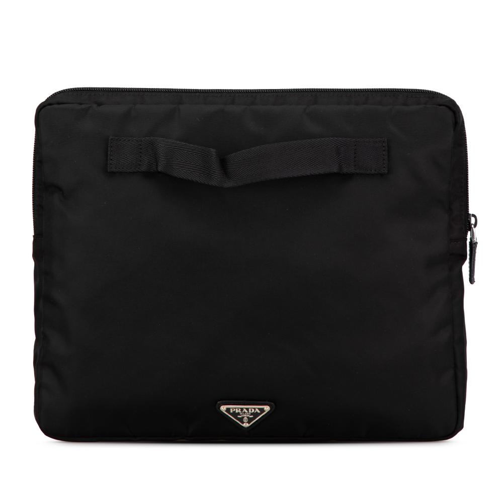 Prada AB Prada Black Nylon Fabric Tessuto Laptop Case Italy