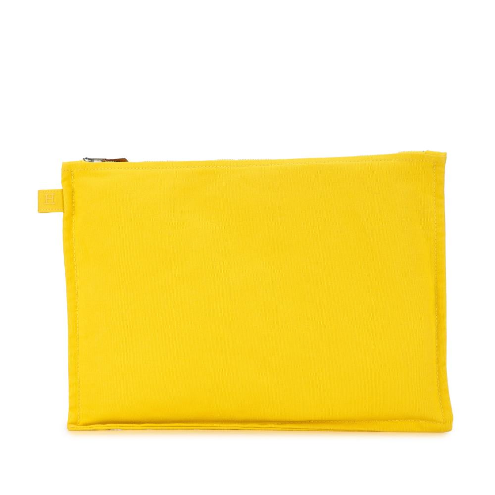 Hermès AB Hermès Yellow Canvas Fabric Bora Bora Zip Pouch France