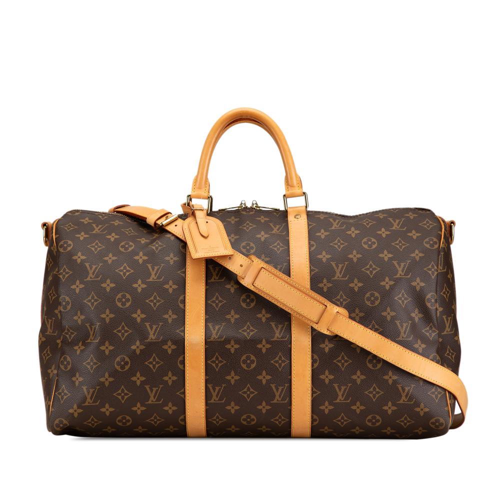 Louis Vuitton B Louis Vuitton Brown Monogram Canvas Canvas Monogram Keepall Bandouliere 50 France