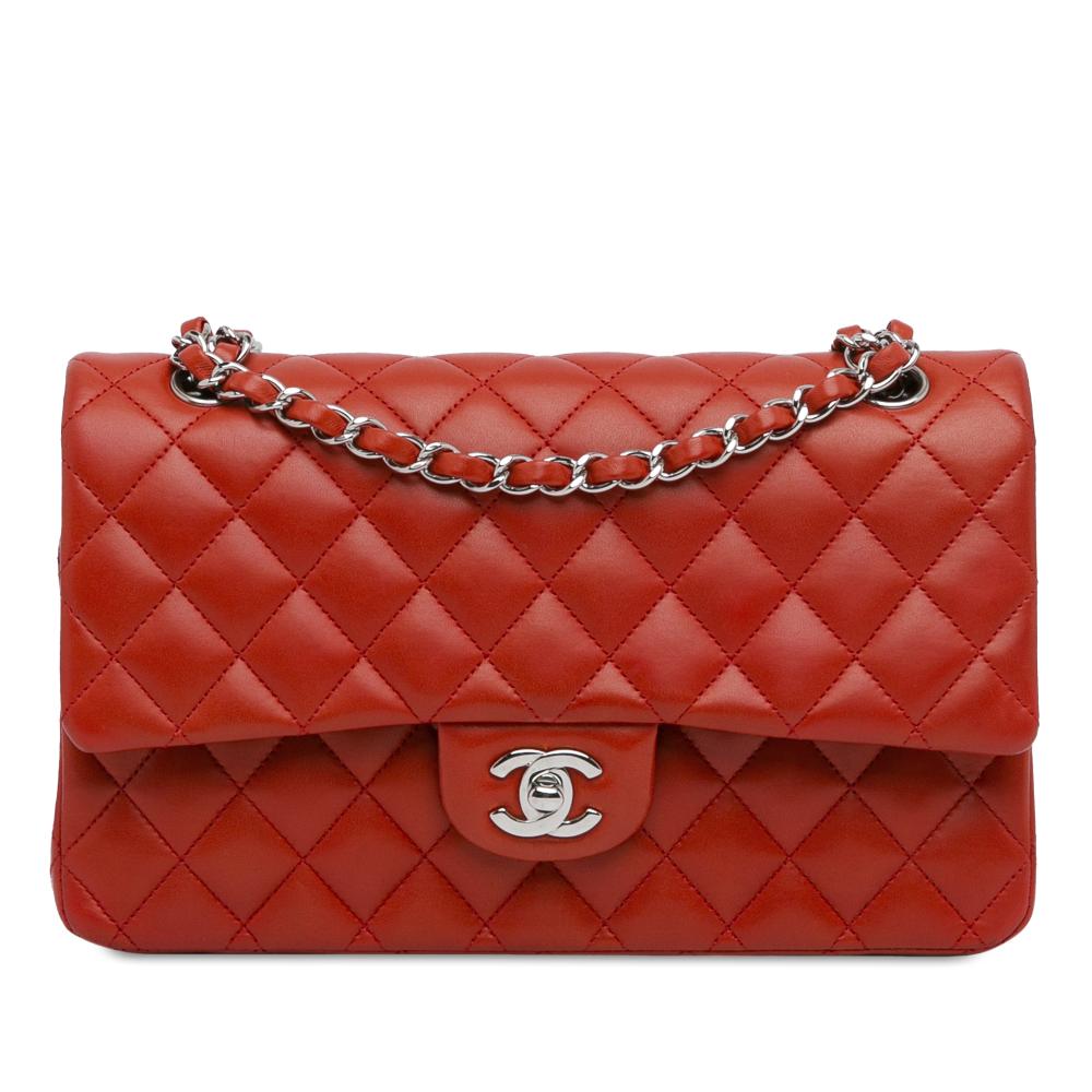 Chanel B Chanel Red Lambskin Leather Leather Medium Classic Lambskin Double Flap France