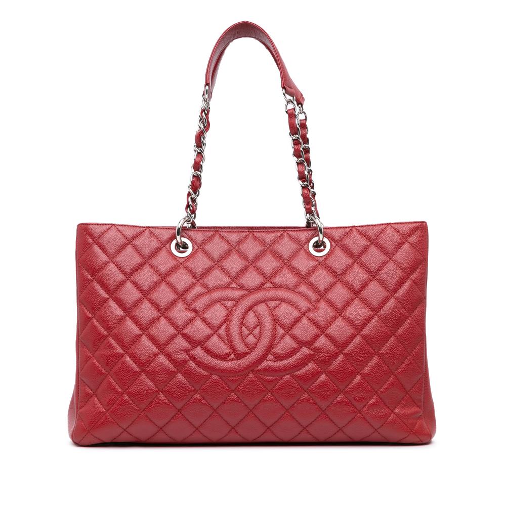 Chanel B Chanel Red Caviar Leather Leather Caviar Grand Shopping Tote XL Italy