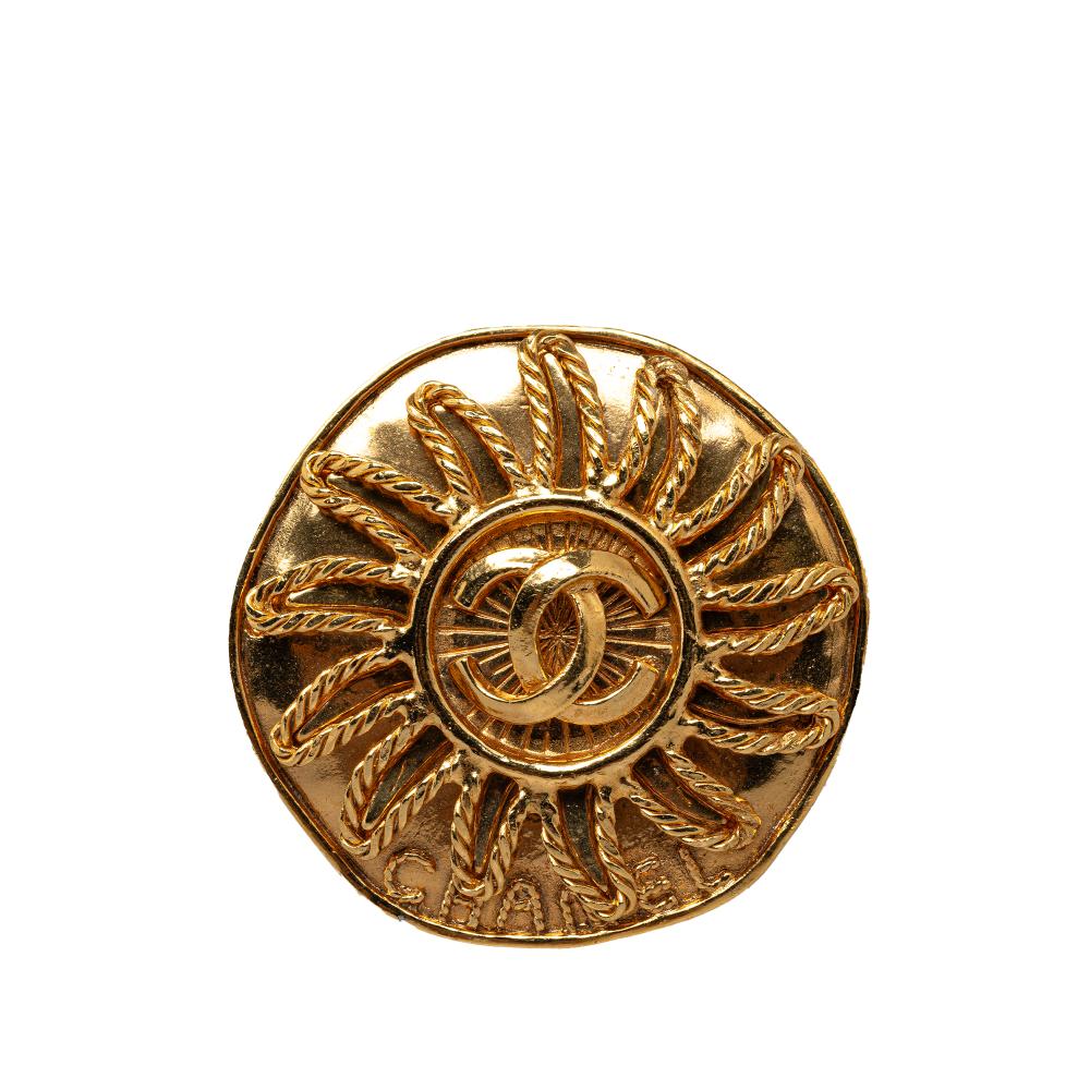 Chanel AB Chanel Gold Gold Plated Metal CC Brooch France