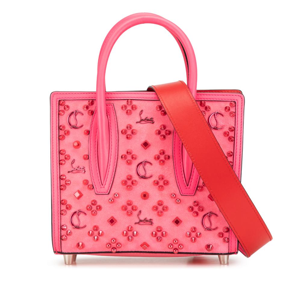 Christian Louboutin AB Christian Louboutin Pink Suede Leather Mini Calfskin Loubinthesky Spikes Paloma Satchel Italy