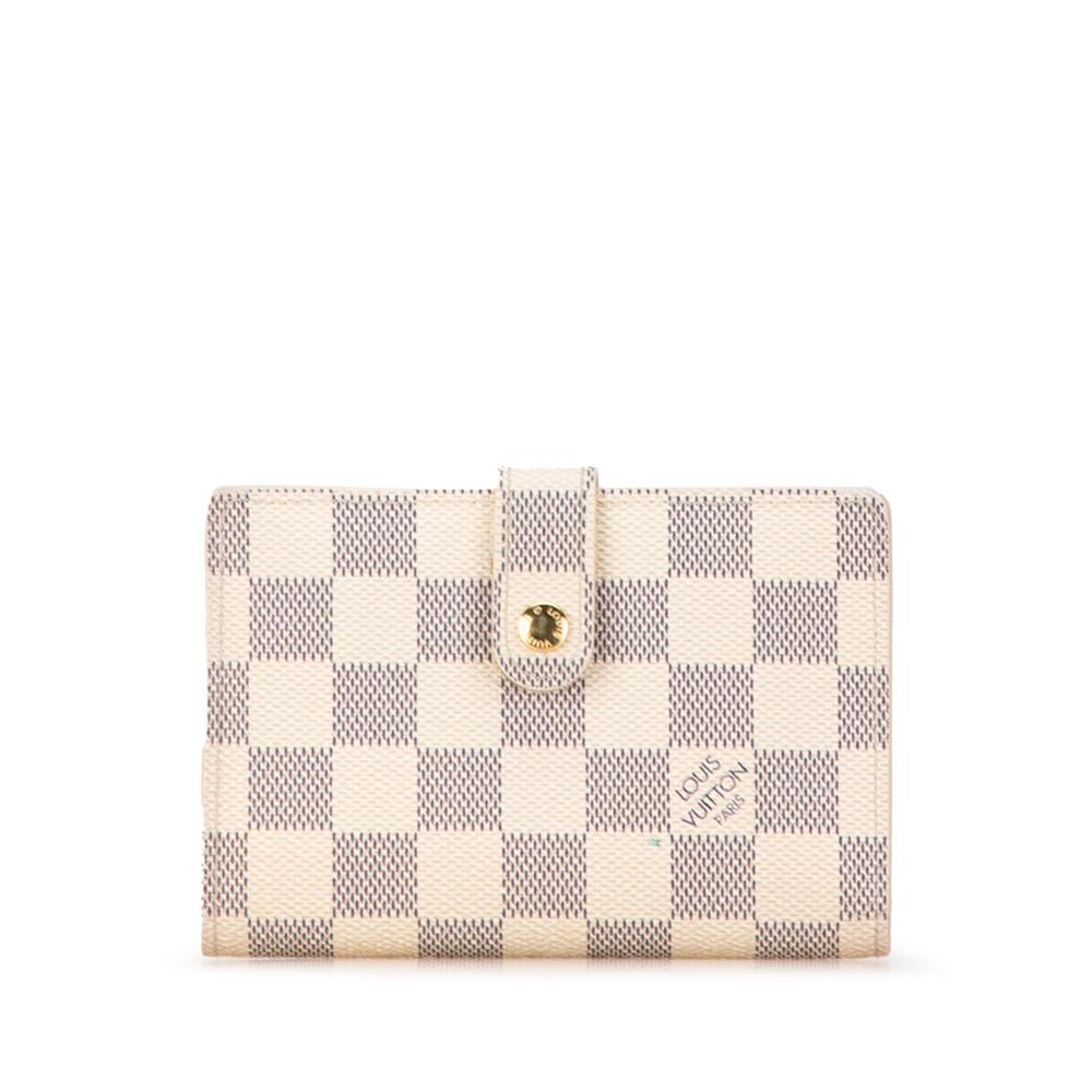 Louis Vuitton B Louis Vuitton White Damier Canvas Canvas Damier Azur French Purse Wallet France