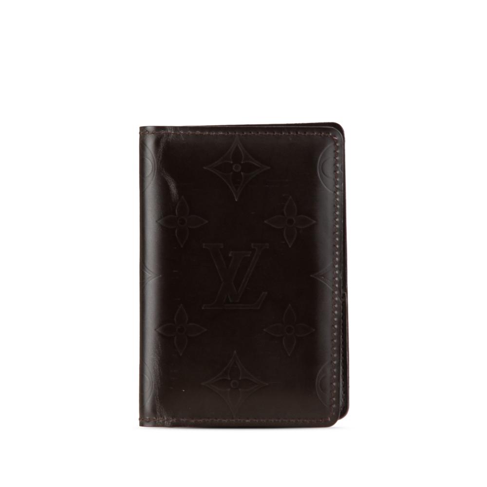 Louis Vuitton AB Louis Vuitton Black Calf Leather Monogram Mat Pocket Organizer France