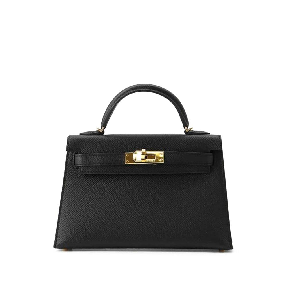 Hermès AB Hermès Black Calf Leather Mini Epsom Kelly Sellier II 20 France