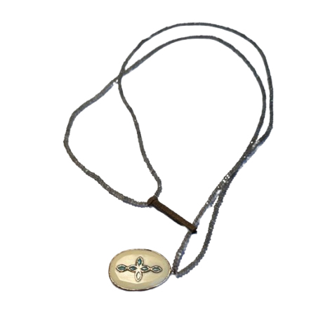 Pascale Monvoisin Collier pendentif perles grises or rose