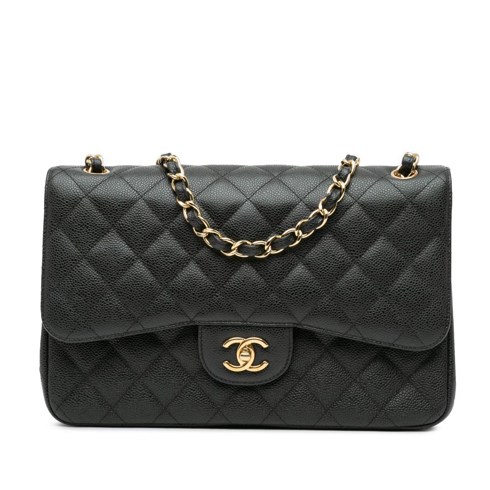 Chanel AB Chanel Black Caviar Leather Leather Jumbo Classic Caviar Double Flap Italy