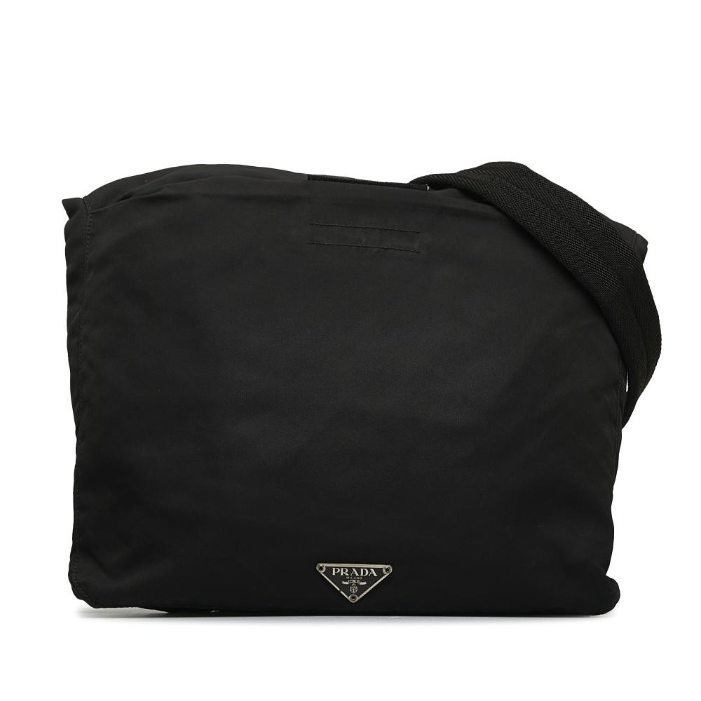 Prada B Prada Black Nylon Fabric Tessuto Messenger Bag Italy