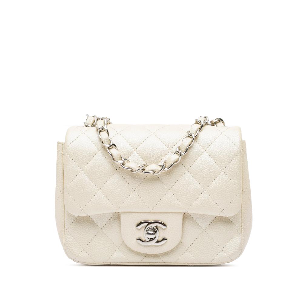 Chanel B Chanel White Caviar Leather Leather Mini Square Classic Caviar Single Flap Italy