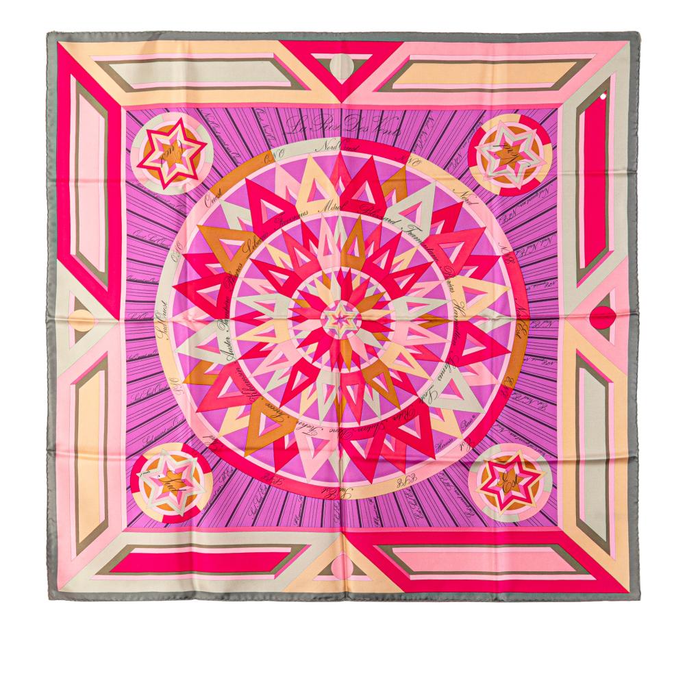 Hermès AB Hermès Purple Silk Fabric La Rose des Vents Scarf France