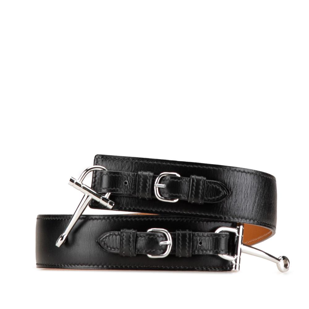 Hermès AB Hermès Black Calf Leather Horsebit Belt France