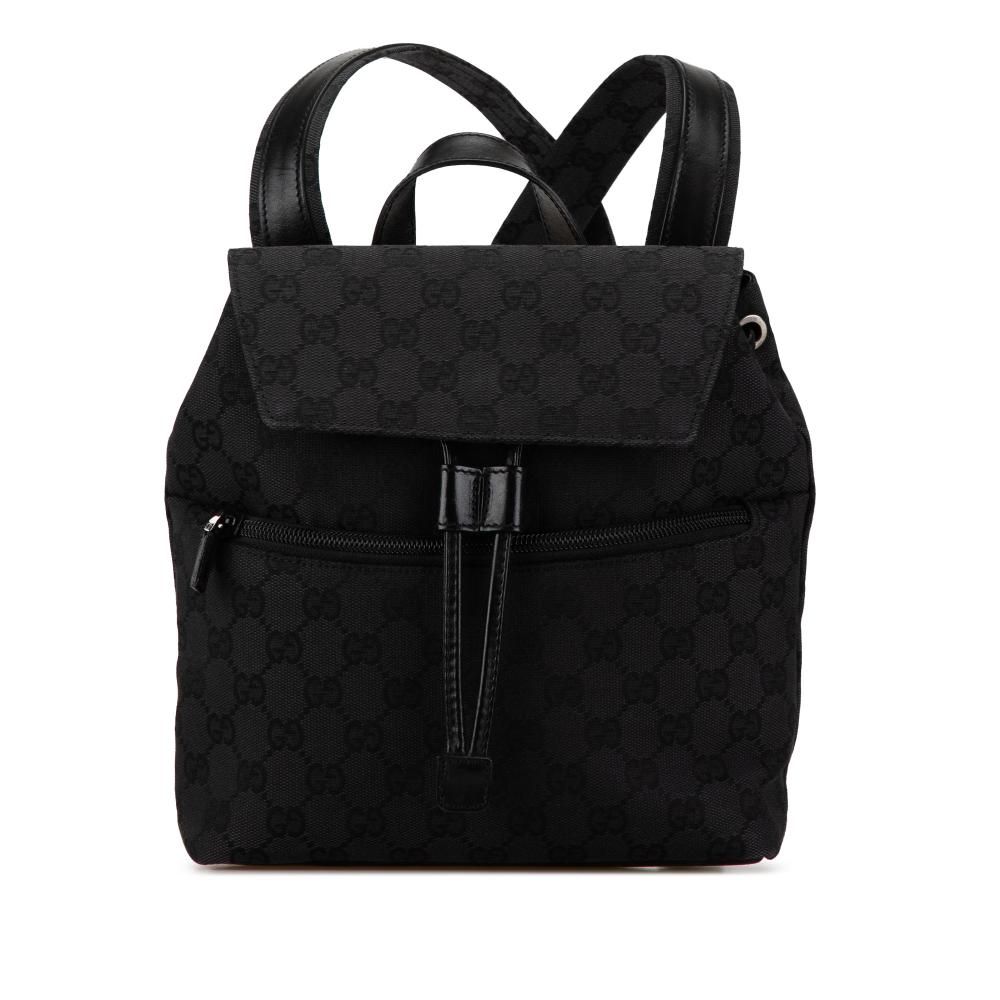 Gucci B Gucci Black Canvas Fabric GG Backpack Italy