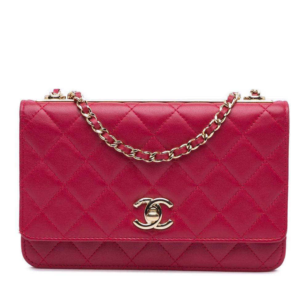 Chanel B Chanel Pink Dark Pink Lambskin Leather Leather Lambskin Trendy CC Wallet On Chain Italy