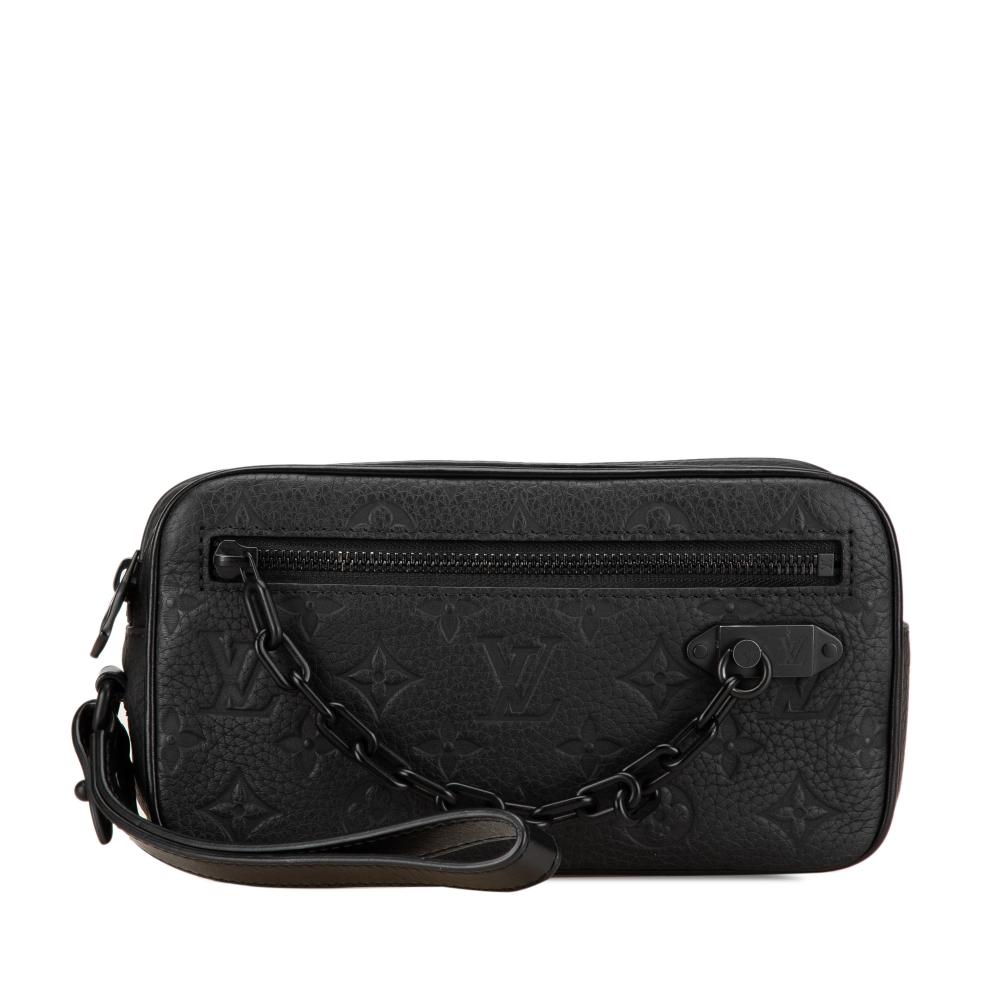 Louis Vuitton AB Louis Vuitton Gray Dark Gray Calf Leather Monogram Taurillon Pochette Volga France