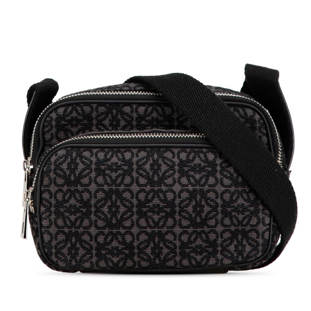 Loewe AB LOEWE Black Canvas Fabric Mini Anagram Jacquard Camera Bag Spain