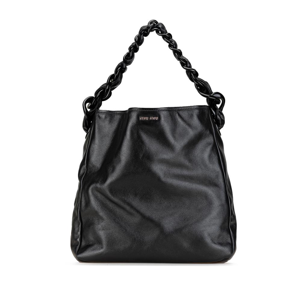 Miu Miu B Miu Miu Black Lambskin Leather Leather Lambskin Tote Italy