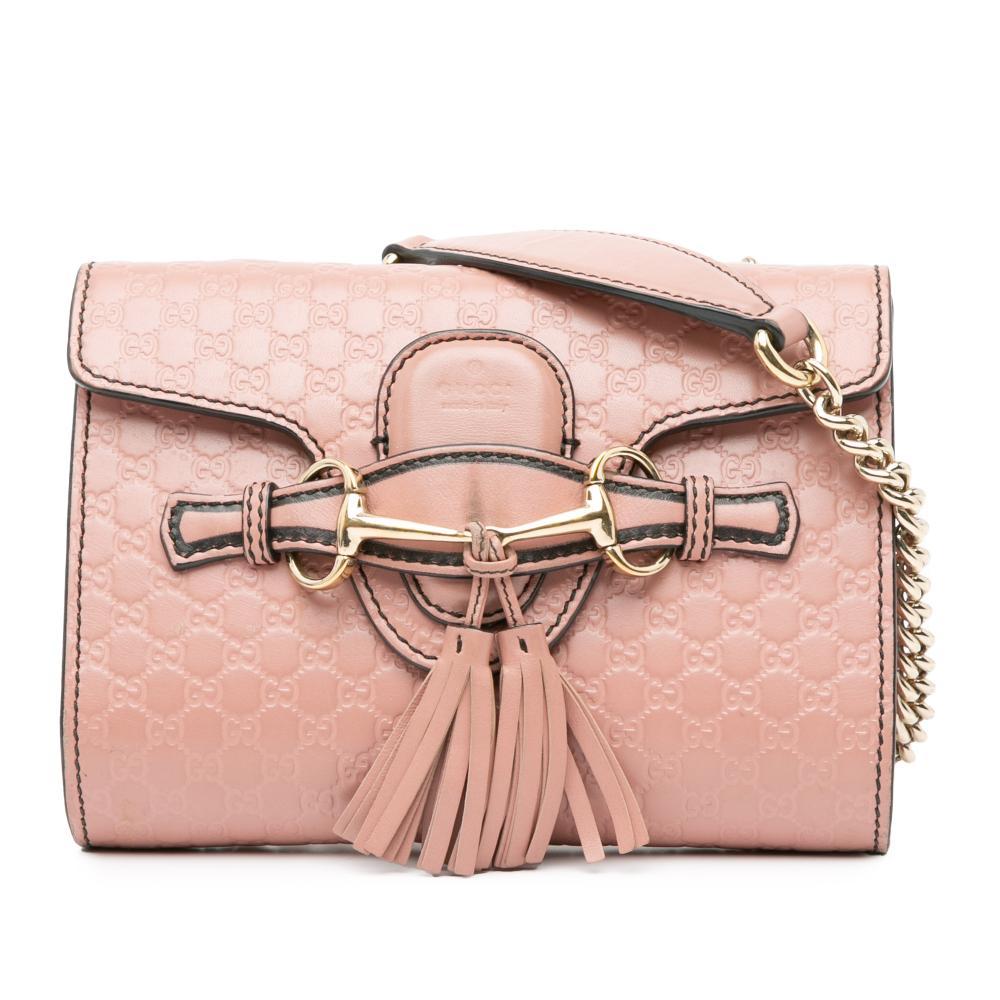 Gucci AB Gucci Pink Calf Leather Mini Microguccissima Emily Crossbody Bag Italy