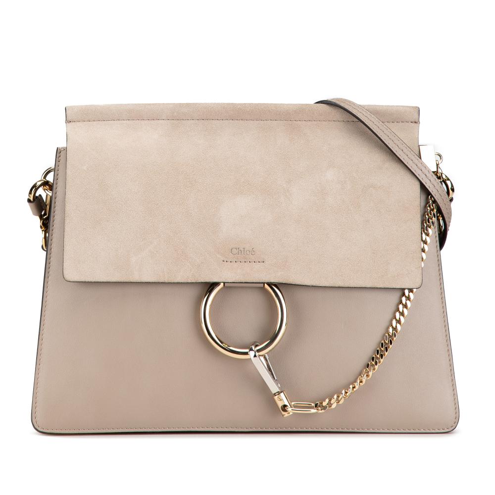 Chloé B Chloé Brown Light Beige Calf Leather Medium skin and Suede Faye Crossbody Italy