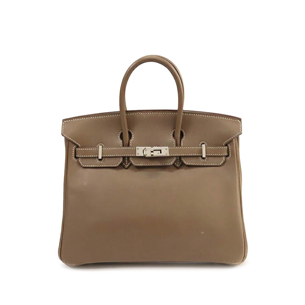 Hermès B Hermès Brown Taupe Calf Leather Swift Birkin Retourne 25 France