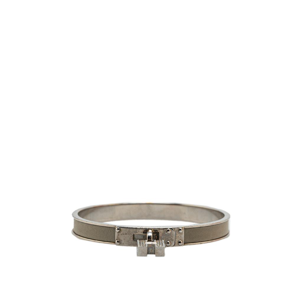 Hermès B Hermès Gray Calf Leather Kelly Cadena Lock Bangle Bracelet France