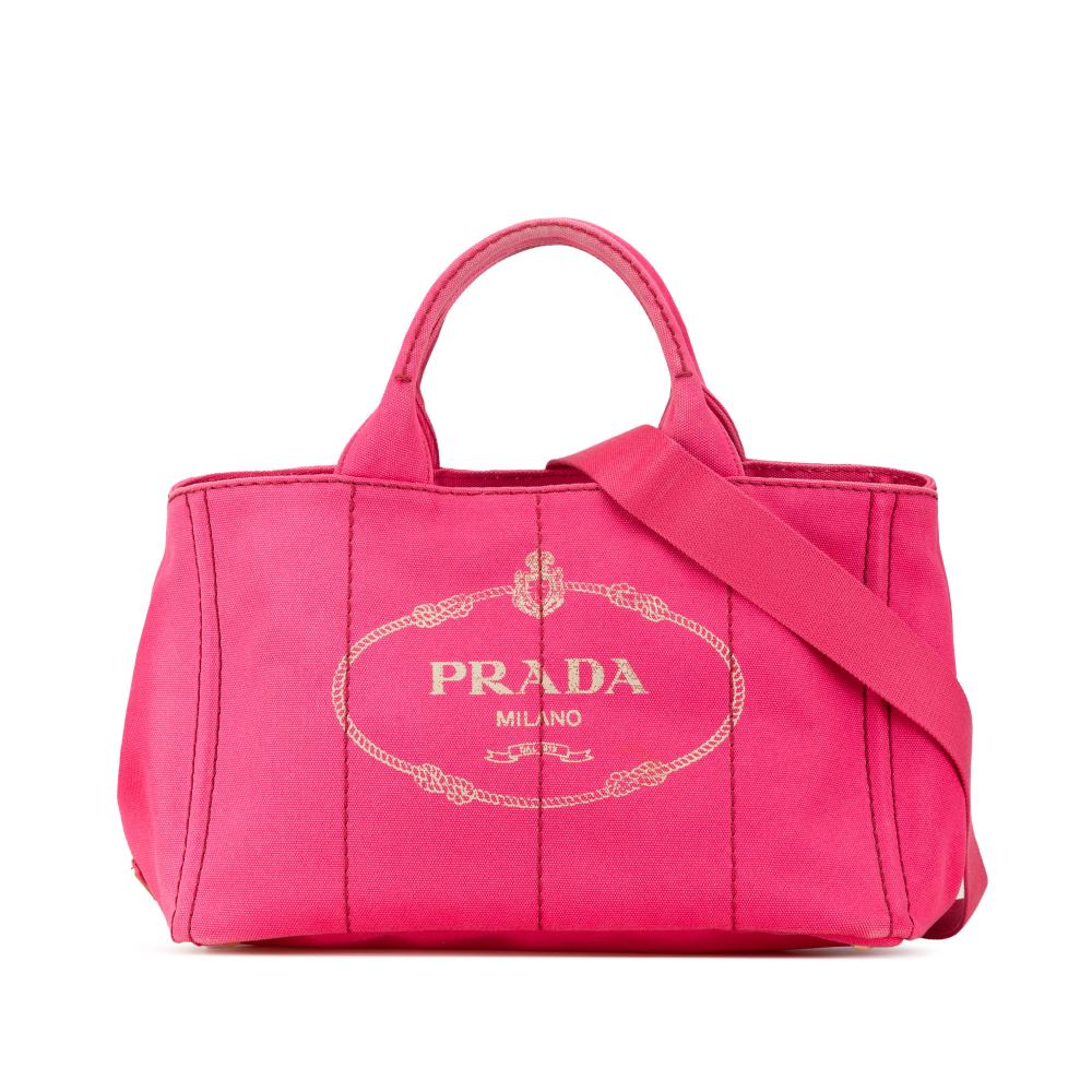 Prada B Prada Pink Canvas Fabric Canapa Logo Satchel India