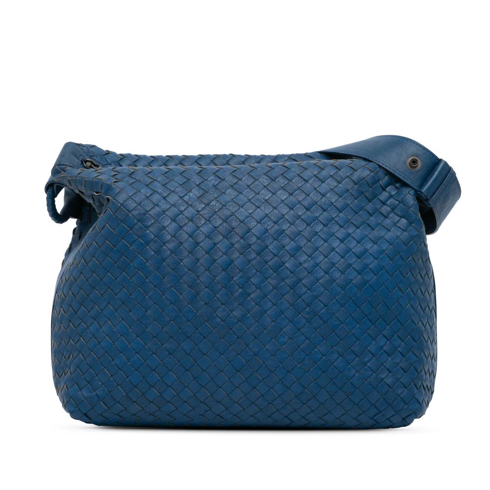 Bottega Veneta B Bottega Veneta Blue Nappa Leather Leather Nappa Intrecciato Crossbody Italy