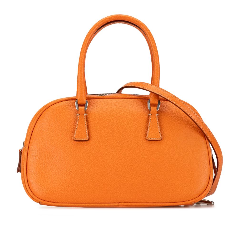 Prada B Prada Orange Calf Leather Mini Cinghiale Satchel Italy