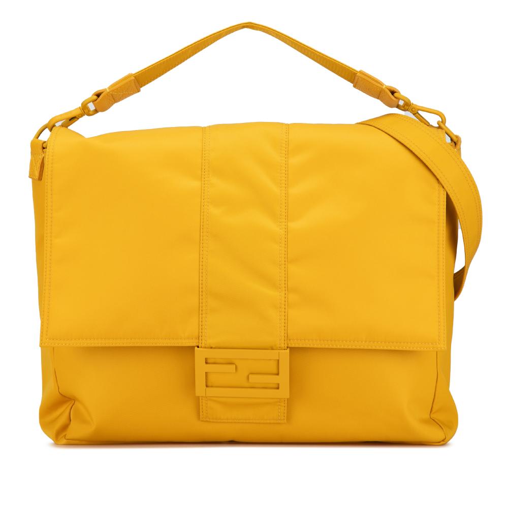 Fendi B Fendi Yellow Nylon Fabric Baguette Messenger Bag Italy