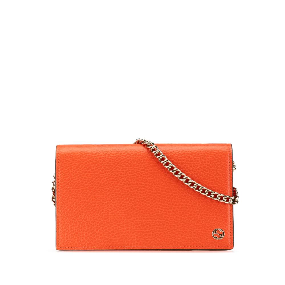 Gucci AB Gucci Orange Calf Leather Betty Wallet on Chain Italy