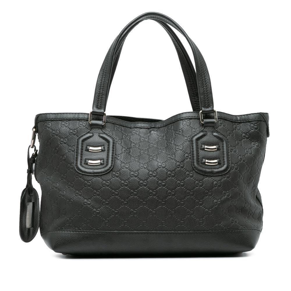 Gucci AB Gucci Black Calf Leather Guccissima Tote Italy