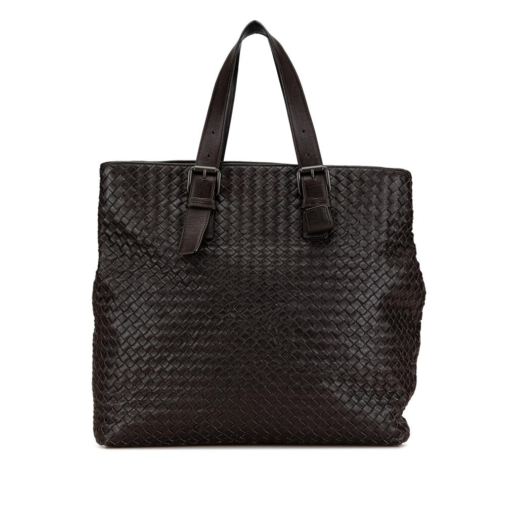 Bottega Veneta B Bottega Veneta Brown Dark Brown Nappa Leather Leather Nappa Intrecciato Belted Tote Italy