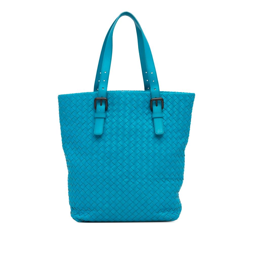 Bottega Veneta B Bottega Veneta Blue Turquoise Nappa Leather Leather Nappa Intrecciato Belted Tote Italy