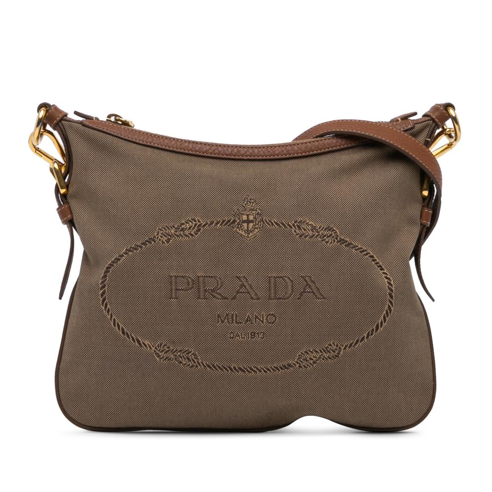 Prada B Prada Brown Beige Canvas Fabric Canapa Logo Crossbody China