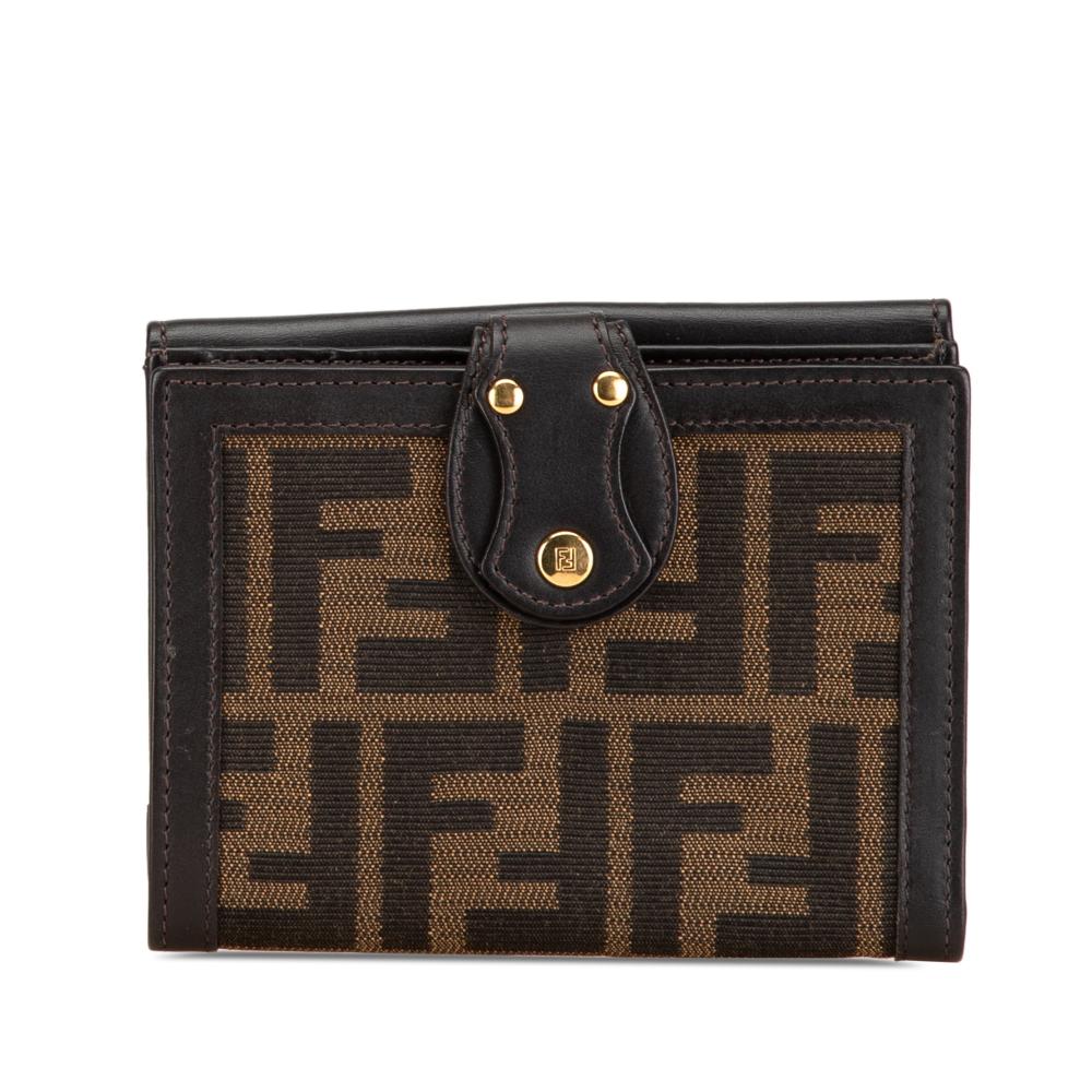 Fendi B Fendi Brown Canvas Fabric Zucca Small Wallet Italy