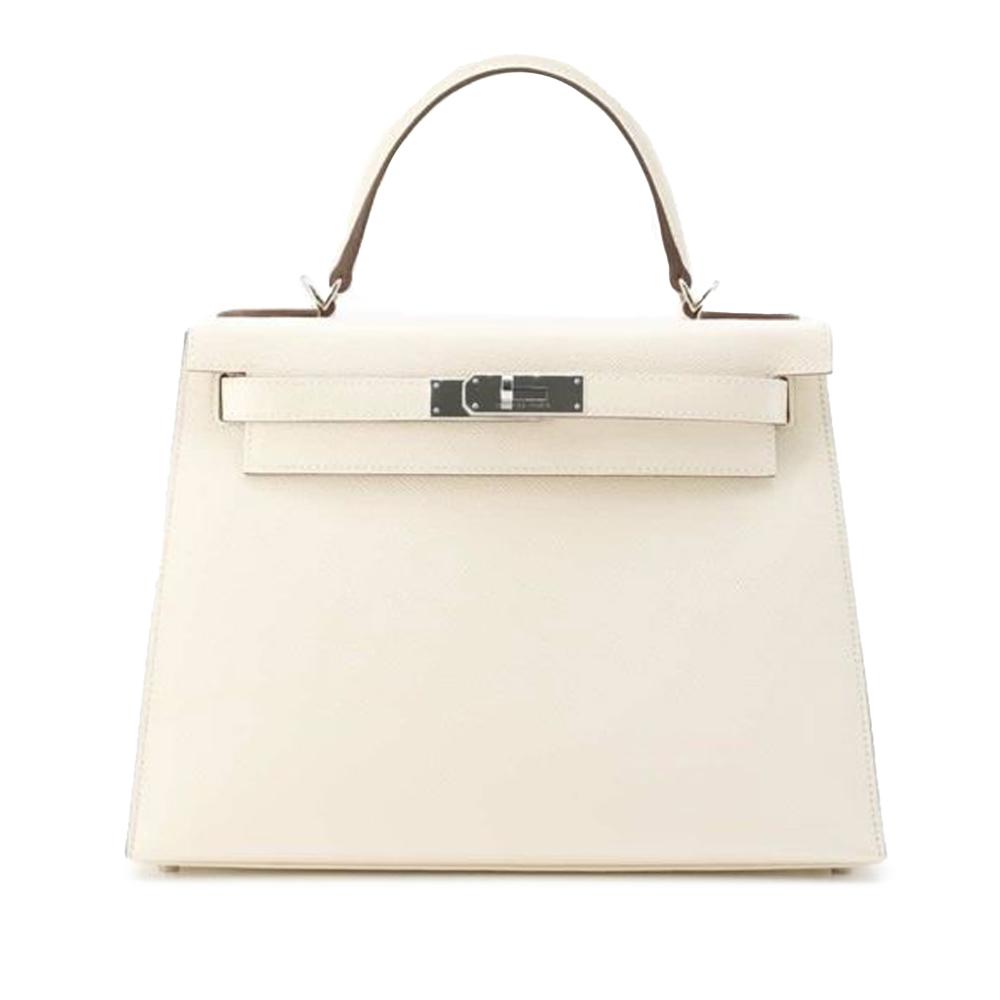 Hermès AB Hermès White Ivory Calf Leather Epsom Kelly II Sellier 28 France