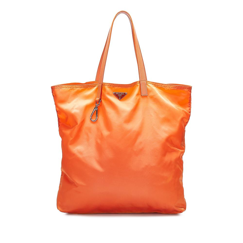 Prada B Prada Orange Nylon Fabric Tessuto Tote Italy