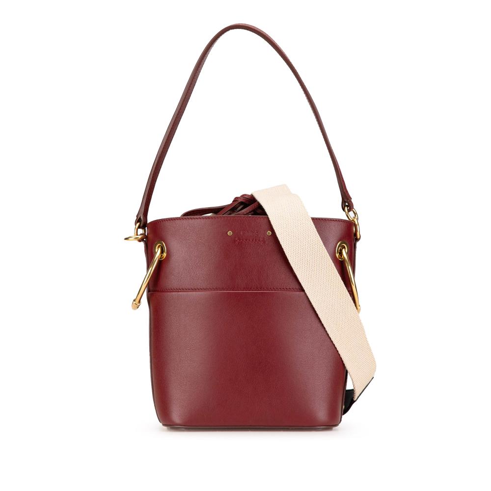 Chloé B Chloé Red Calf Leather Small Roy Bucket Bag Italy