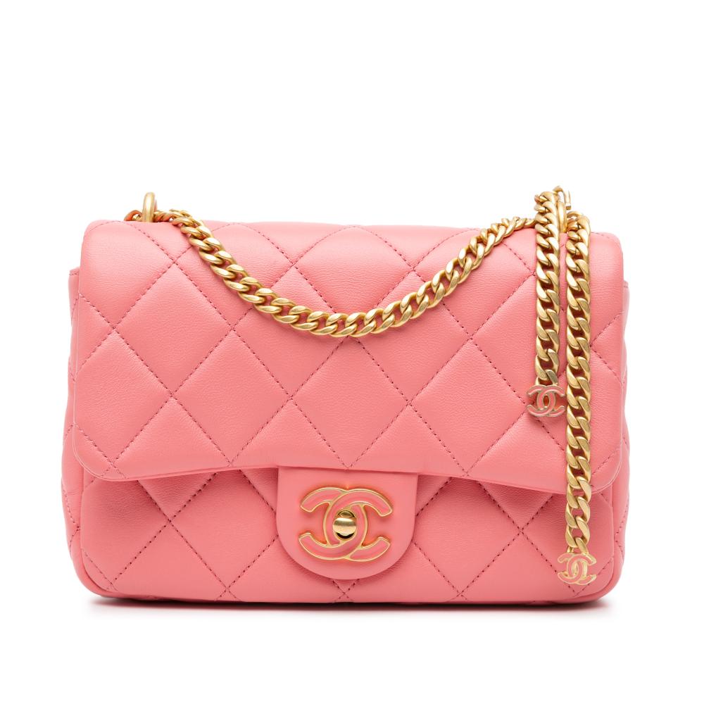 Chanel AB Chanel Pink Lambskin Leather Leather Small Lambskin Pending CC Flap Italy