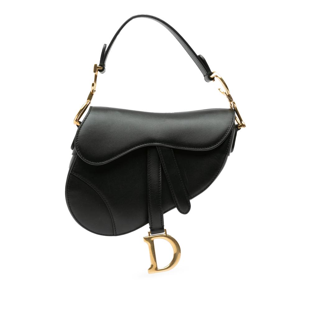 Christian Dior B Dior Black Calf Leather Mini Saddle Italy