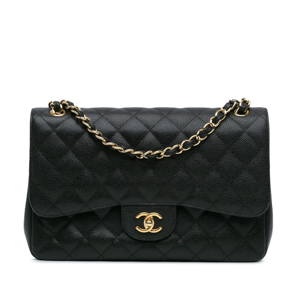 Chanel B Chanel Black Caviar Leather Leather Jumbo Classic Caviar Double Flap Italy