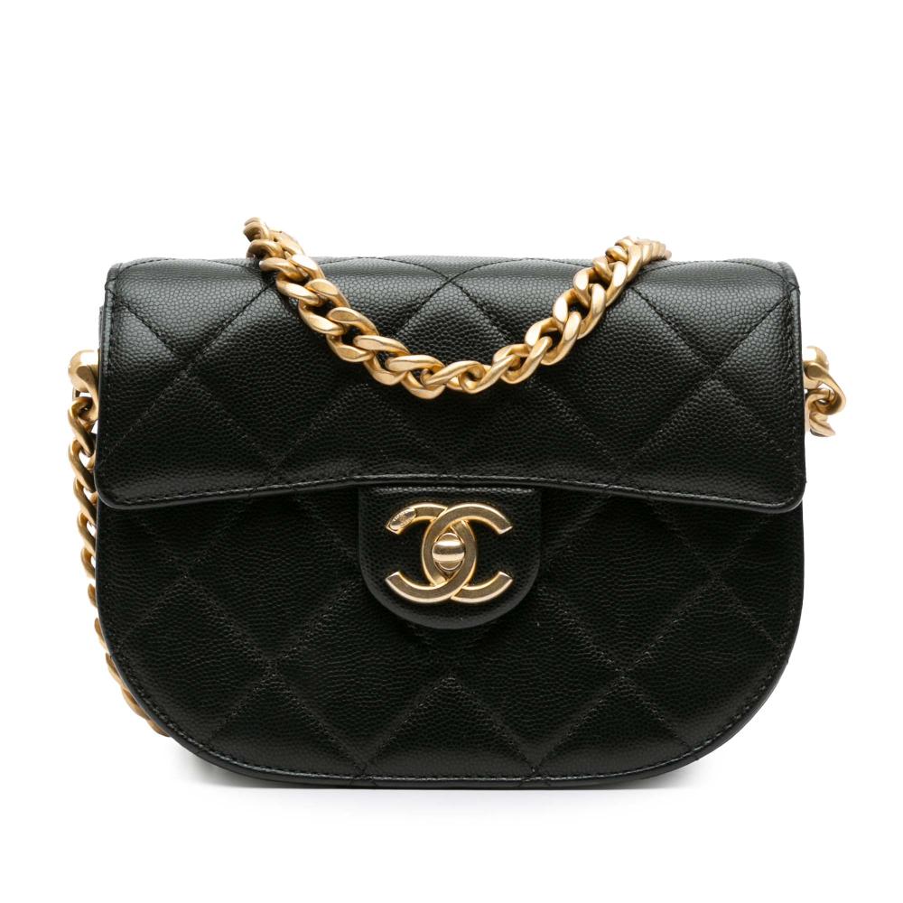 Chanel B Chanel Black Caviar Leather Leather Quilted Caviar Moon Messenger Bag Italy