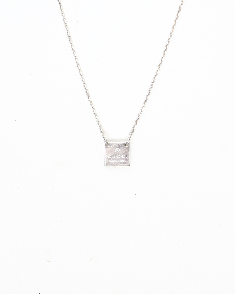 Gucci Square Plate Silver Necklace