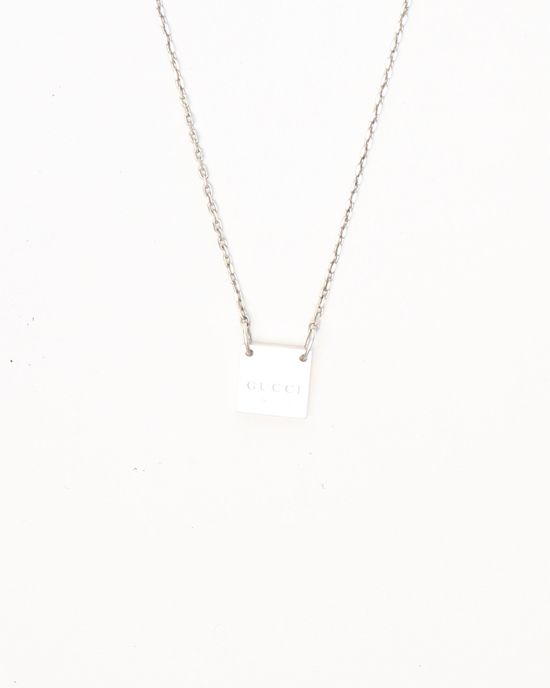 Gucci Square Plate Silver Necklace