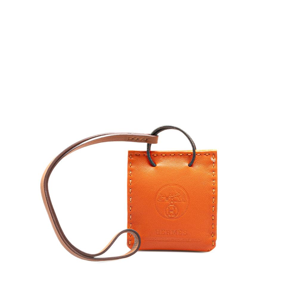 Hermès B Hermès Orange Lambskin Leather Leather Milo Lambskin Swift Shopping Bag Charm France