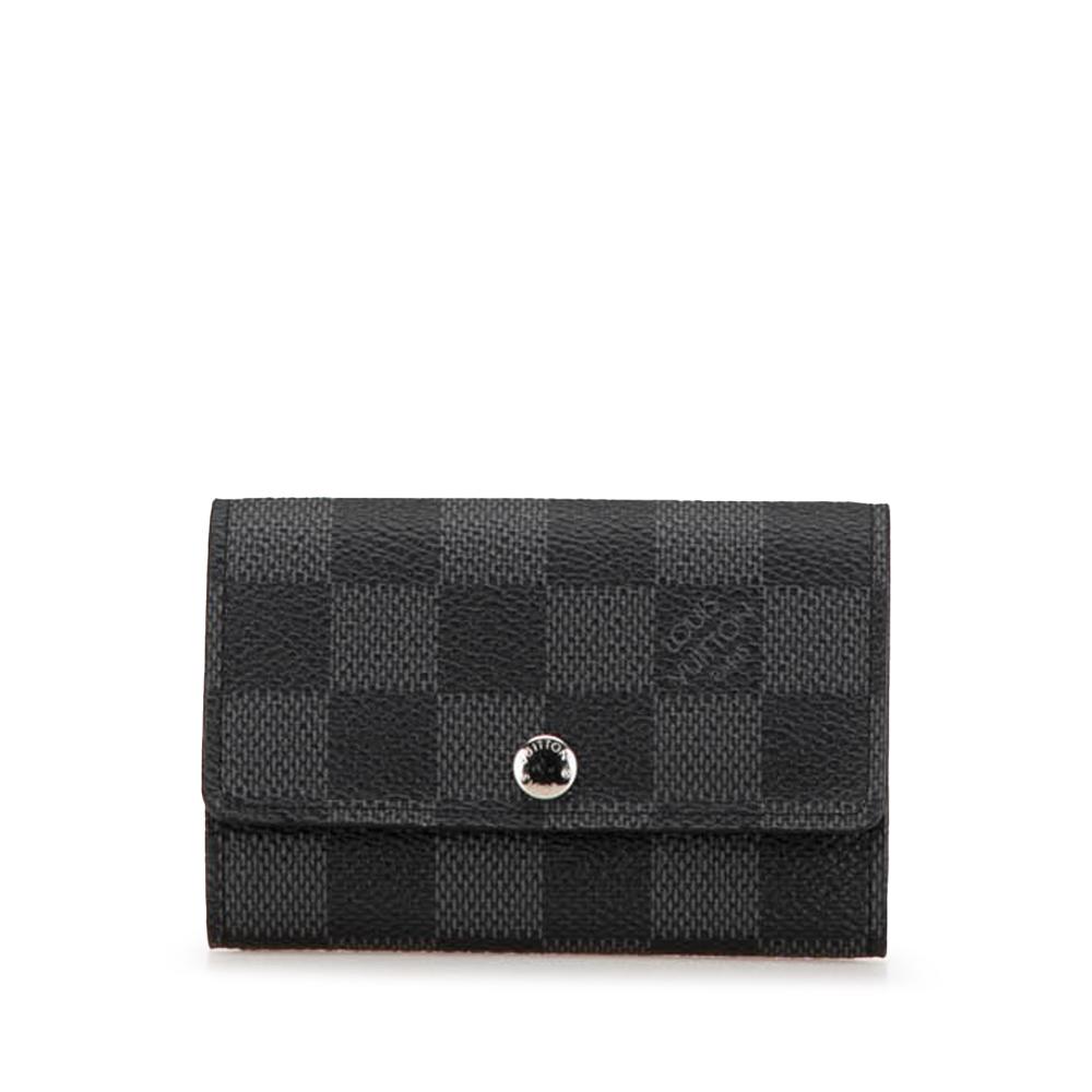 Louis Vuitton B Louis Vuitton Black Canvas Fabric Damier Graphite 6 Key Holder France