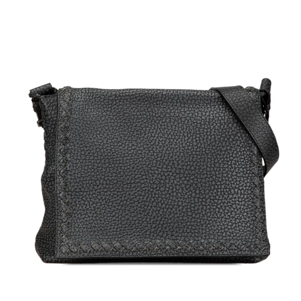 Bottega Veneta B Bottega Veneta Black Calf Leather skin Intrecciato Cervo Crossbody Italy