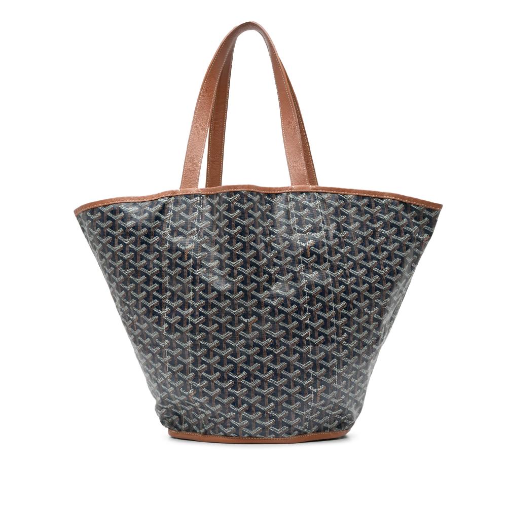 Goyard AB Goyard Blue Dark Blue Coated Canvas Fabric Goyardine Reversible Belharra Tote France