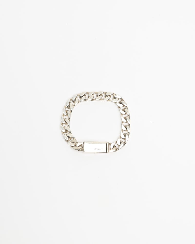 Gucci Plate Silver Chain Bracelet